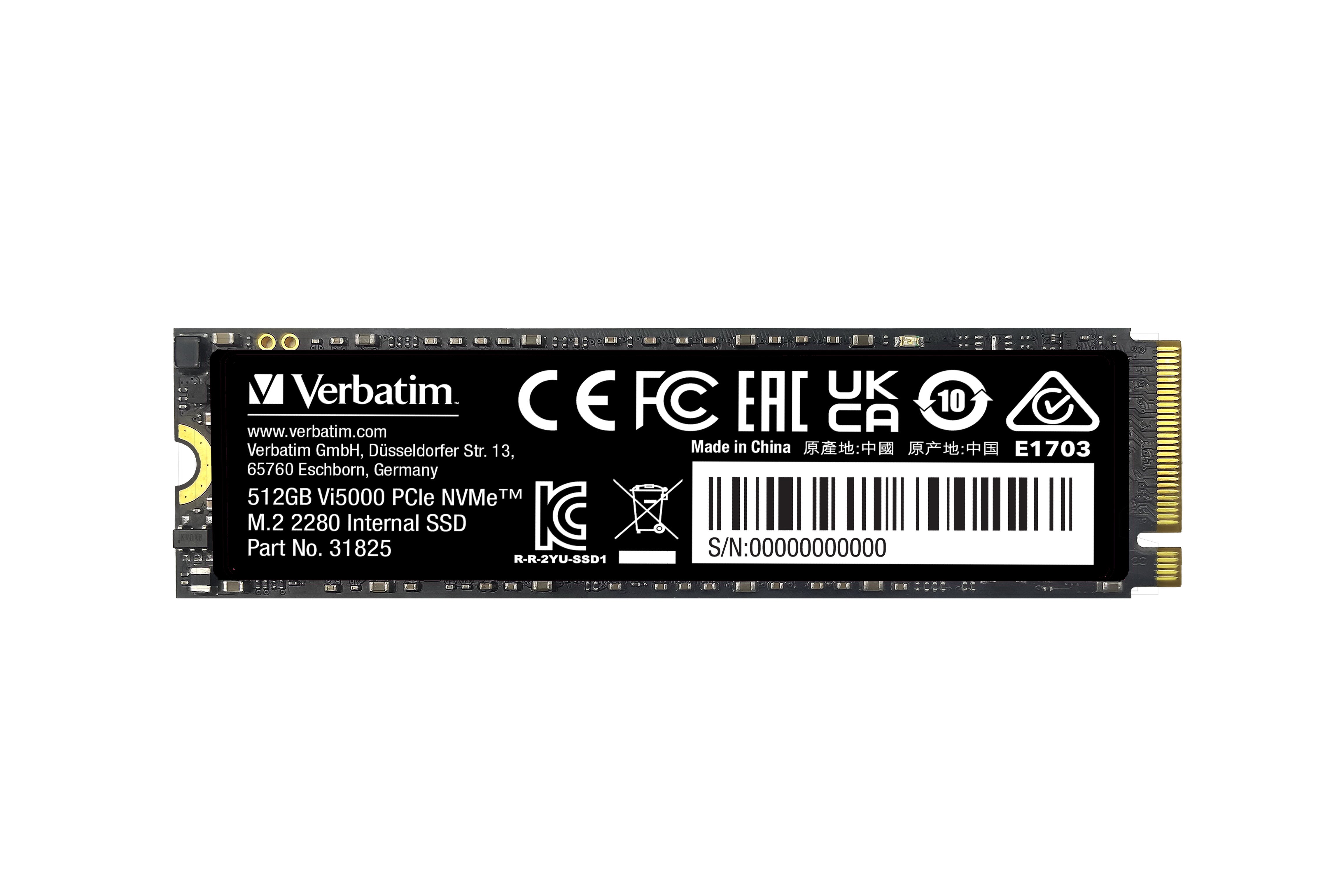 Verbatim M.2 SSD Vi5000 PCIe NVMe 512GB Verbatim M.2 SSD Vi5000 PCIe NVMe 512GB